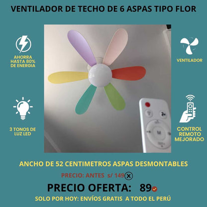 FOCO VENTILADOR DE 6 ASPAS MODELO FLOR